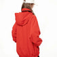 Red Hooded Outdoor Windbreaker Jacket for Women