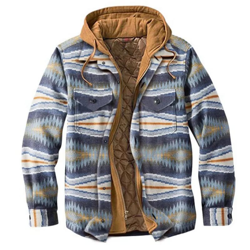 Men's thick Cotton-padded Jacket Non-positioning Printing Hooded Jacket